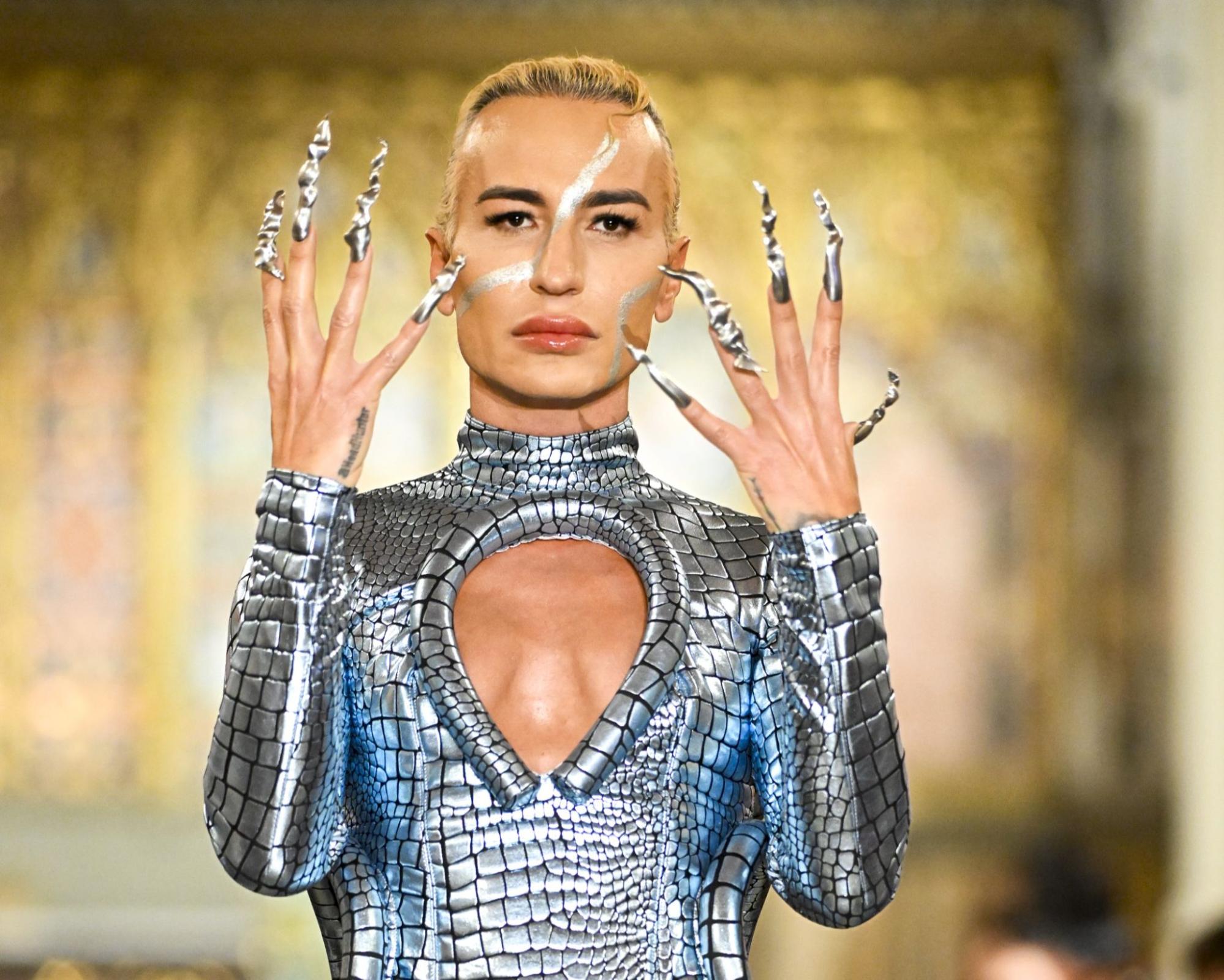 Supermodel Elton Ilirjani Closes Satomi el Beso Show With Otherworldly Space Age Style At London Fashion Week 2026